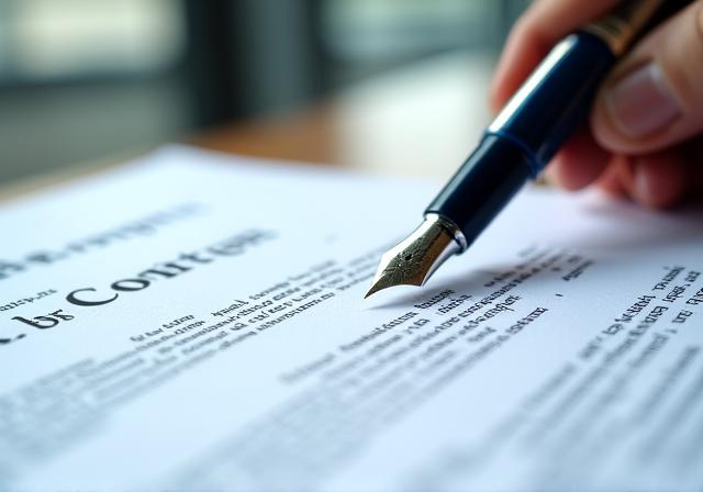 Legal professional reviewing a signed document